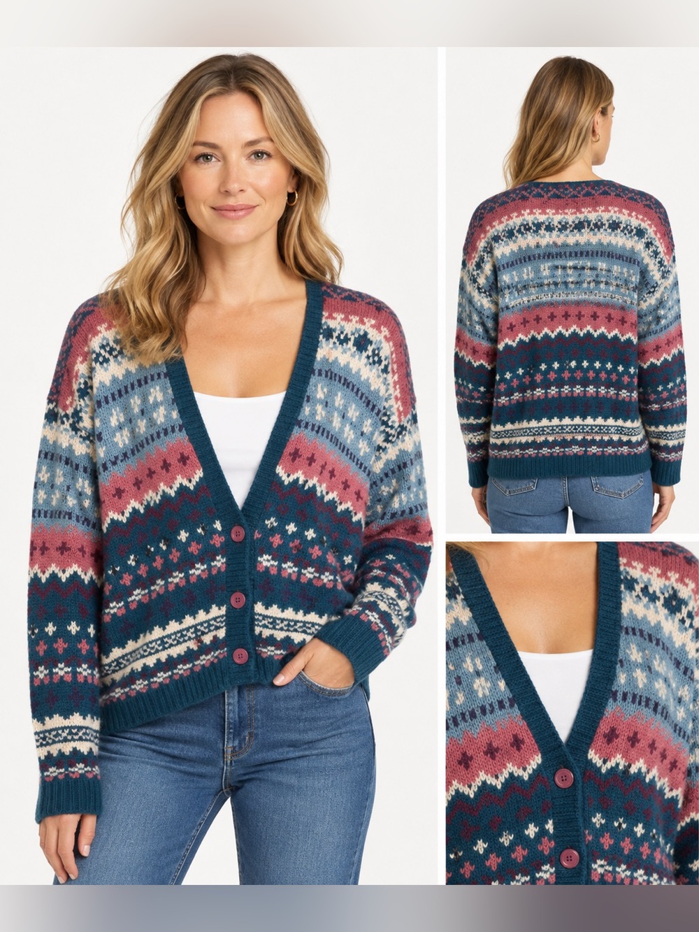 Paris Sport Club Sweaters Vintage Paris Sport Club Fair Isle Cardigan size L